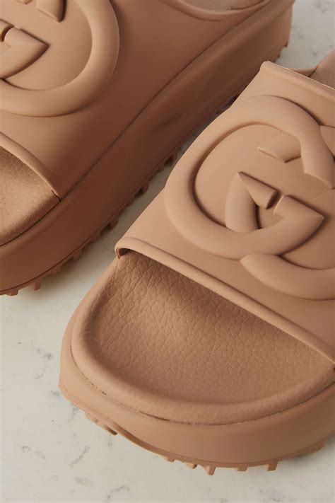 chunky gucci slides|gucci rubber platform slides.